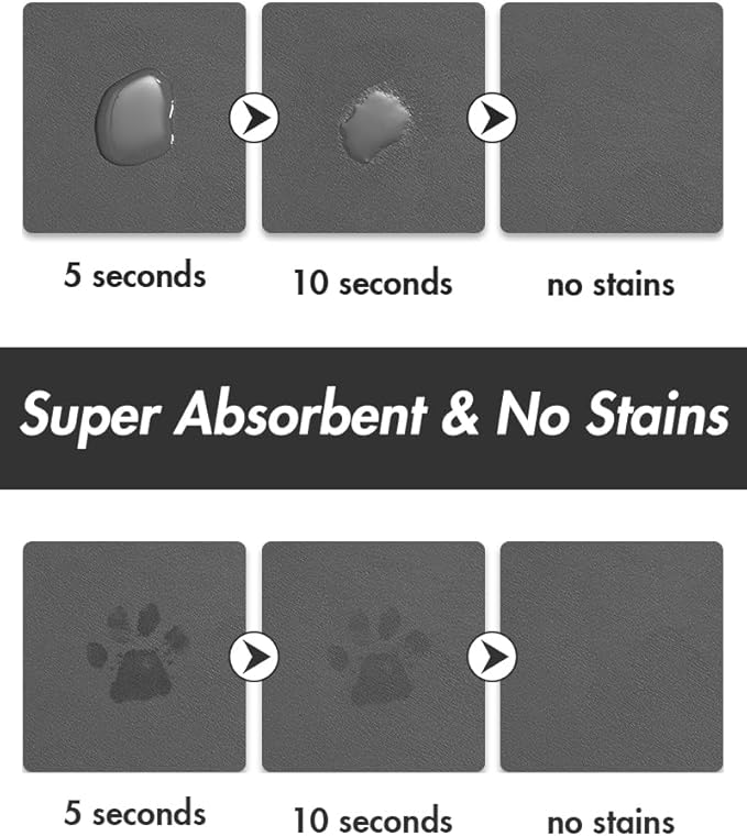 Absorbent Dog Food Mat-Dog Mat for Food and Water Bowl, Quick Dry Pet Food Mat, No Stains Dog Feeding mat, Dog Accessories Pet Supplies Mat-Dog Water Bowl Mat for Messy Drinkers-PawvioPets