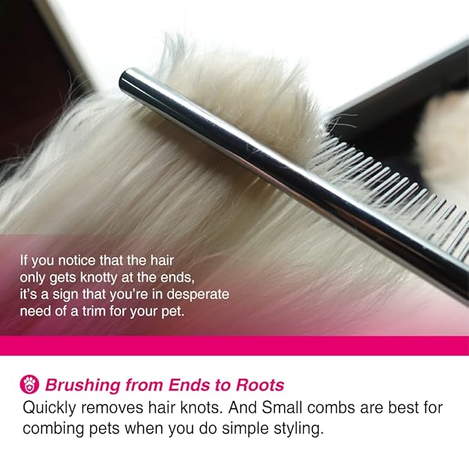 6.1" Comb with Rounded Ends Spine, Pet Comb for Professional Groomer Tool, for Short to Medium Haired Dog, Cat and other pets.-PawvioPets