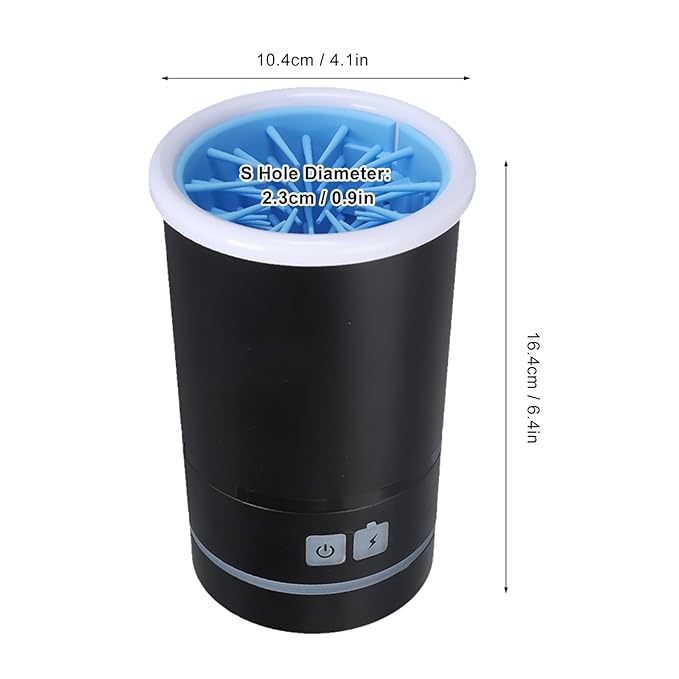Automatic Dog Cleaner, Soft Electric Washer USB Rechargeable Portable Cleaner Cup, Dog Foot Cleaning Machine for Small to Medium Dogs Cats (Black White)-PawvioPets