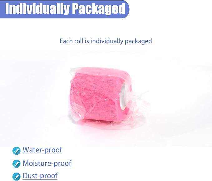 9 Pack 2" x 5 Yards Self Adhesive Bandage Wrap Self Stick Wrap for Ankle, Wrist, Finger, Sports, Breathable Cohesive Vet Tape for Pets (Pink)-PawvioPets