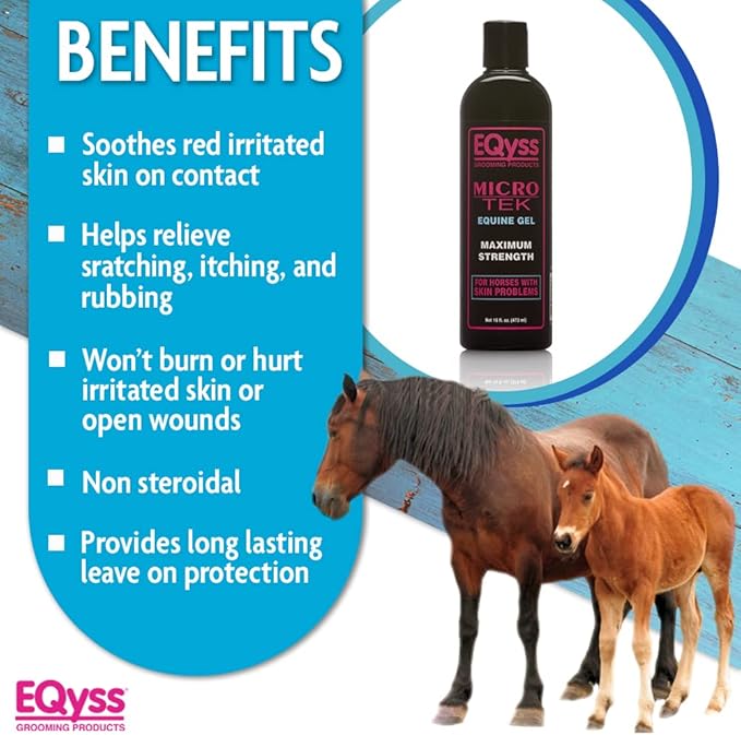 EQyss Micro-Tek Equine Itch Relief Gel - Soothes Irritated Skin, Stops Itching, Scratching, Rubbing - for all Horses, Ponies, Mares, Foals (16 oz)-PawvioPets