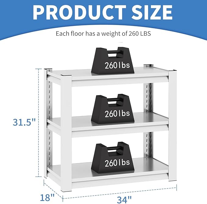 Fish Tank Stand White,3-tier Rack Shelf heavy duty Metal Frame Aquarium Stand 20 Gallon,Reptile Terrarium Stand for 30 Gallon Long Aquarium,Reptile Tank Stand,Breeder Tank Stand,31.5"*18"*34"-PawvioPets