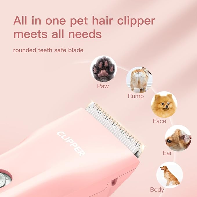 Dog Clippers,Quiet Washable USB Rechargeable Cordless Dog Grooming Kit,Electric Pets Hair Trimmers Shaver Shears for Dogs and Cats-PawvioPets