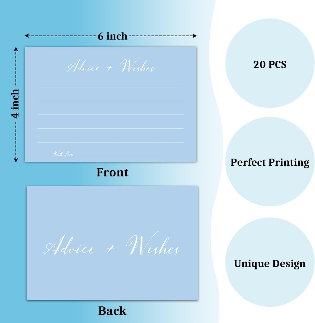 Blue Advice And Wishes Cards, Advice Cards For Bridal, Wedding, Baby Shower, Mr And Mrs, Graduation, Wishes For Baby Cards Baby Shower, Pack Of 20 4x6 Cards Double Sided Print -02