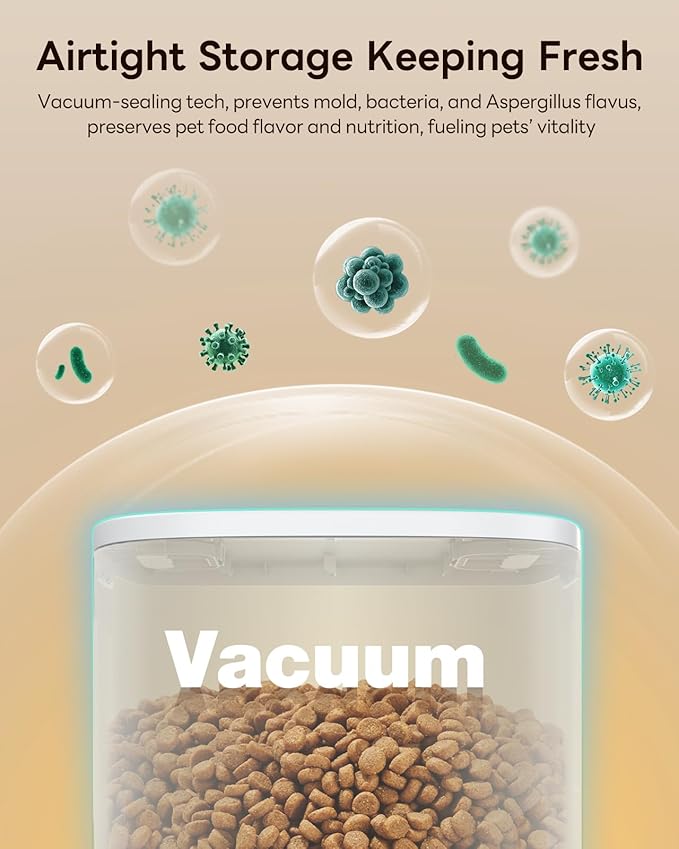 Automatic Dog Feeder for Large Breed, 15L/ 63Cups Vacuum-Sealed Storage & Timed Auto Dog Food Dispenser 2in1, Airtight 100% Freshness, Anti-Blockage, Support up to 22mm Pet Food, Stainless Steel Bowl-PawvioPets