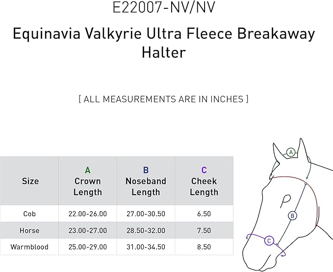 Equinavia Valkyrie Soft Ultra Fleece Padded Adjustable Breakaway Horse Halter - Navy/Navy - Cob-PawvioPets