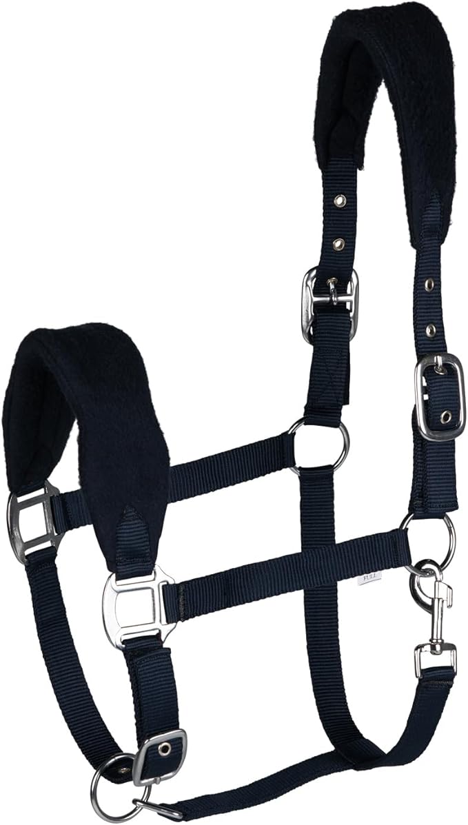 HORZE Kiel Adjustable Horse Halter with Fleece Padding - Dark Navy - Pony-PawvioPets