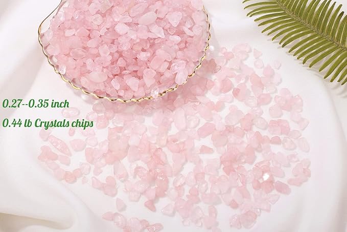 1lb Rose Quartz Aquarium Gravel Rocks Natural Tumbled Healing Crystal Chips Bulk Gemstones Tumbled Crushed Stones for Fountain Vase Filler Planters Decorative Fish Tank Potted Reiki Energy Balancing-PawvioPets
