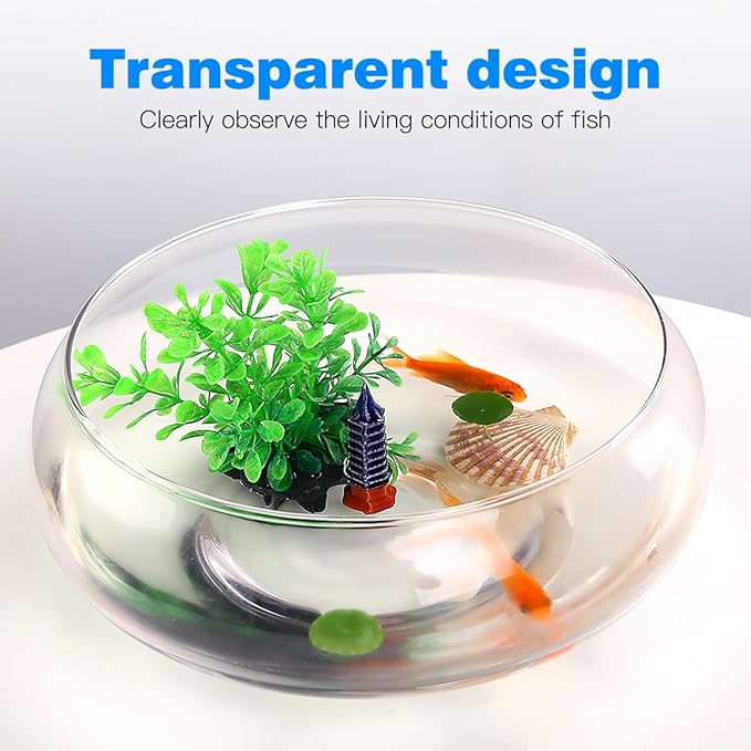 BESPORTBLE Transparent Desktop Aquarium Tank for Betta and Goldfish, 9.52x9.52x3.93 Inch Plastic Fish Bowl, 2800ml Shatterproof Fish Container for Home and Office Decor-PawvioPets