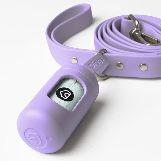DIGGS Dog Poop Bag Dispenser for Leash - Premium Dog Waste Bag Holder with Easy One-Hand Dispensing (Lilac)-PawvioPets