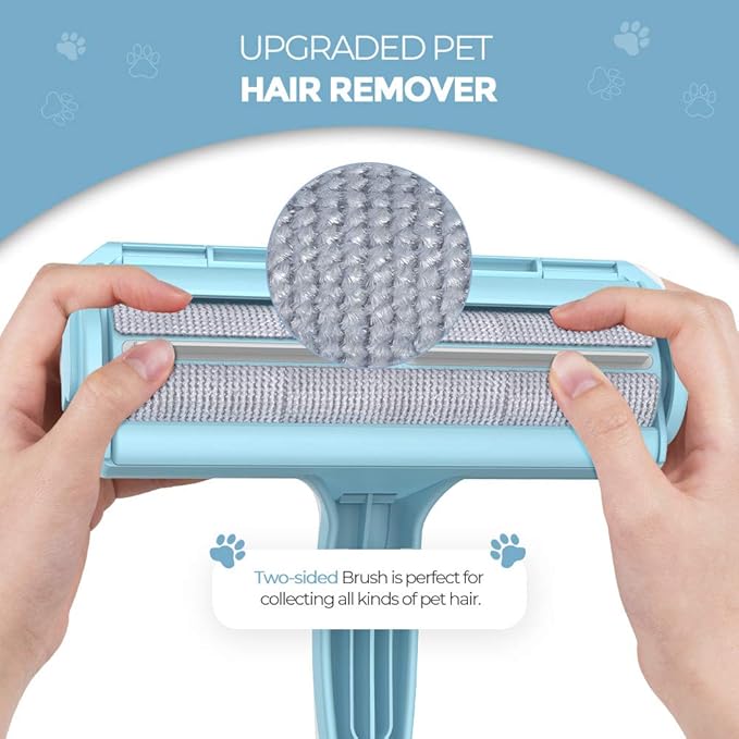 DELOMO Pet Hair Removal Tool, Pet Hair Remover - Lint Roller for Pet Hair - Cat and Dog Hair Remover for Couch, Furniture, Carpet, Car Seat, Reusable Lint Roller with Fur Bin, Pet Owner Essential-PawvioPets