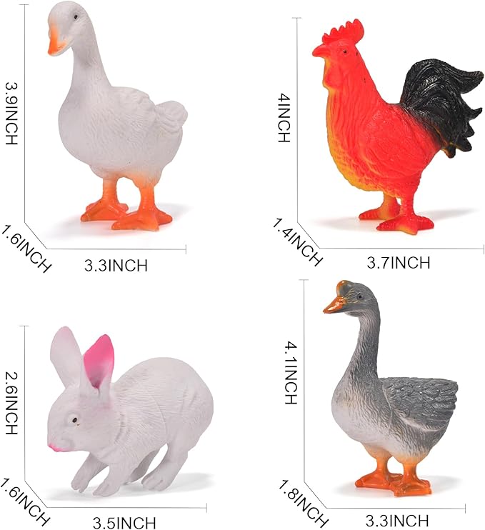 12 Pack Large Farm Animals Toys for Kids 3-5 Year Old Toddlers 1-3 Realistic Plastic Farm Animal Figures Playset Animal Poultry for Learning-PawvioPets