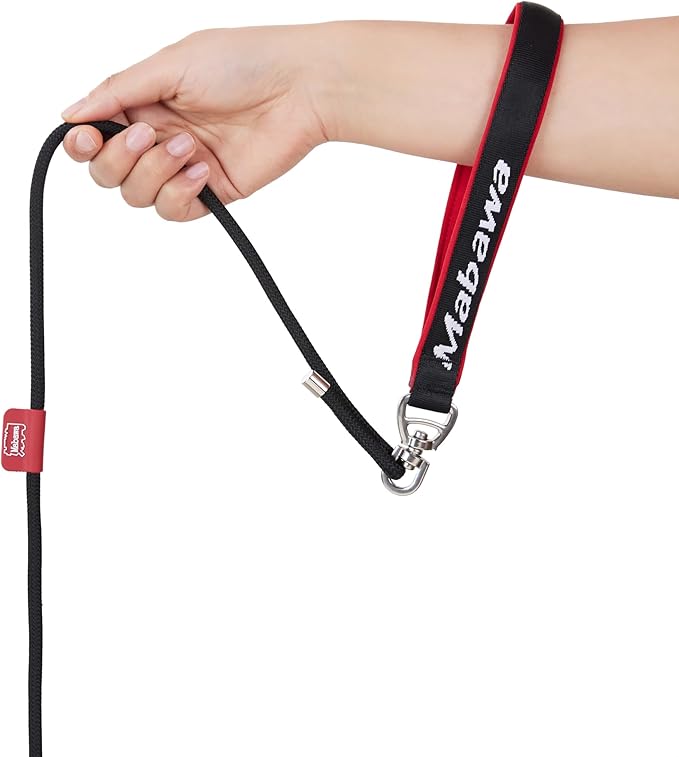 Dog Anti-Slip Leash 5FT with Metal Stopper - Durable No-Pull Training Lead for Small, Medium & Large Dogs - Comfortable Handle Nylon Rope, Tangle-Free Pet Walking Leash (Black, 5.6FT)-PawvioPets