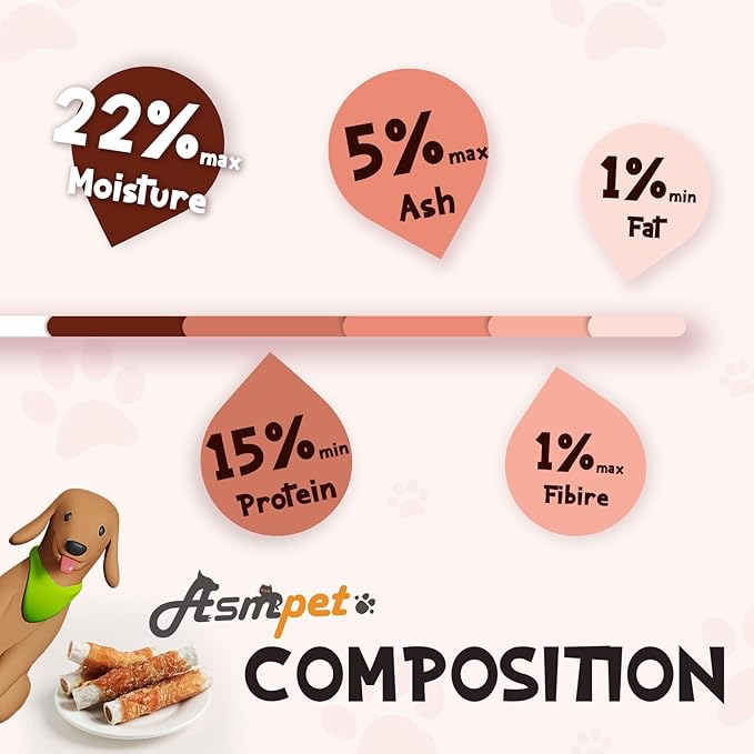 ASMPET Dog Treats, Chicken Wrapped Rawhide Sticks Filled with Sweet Potato for Small Medium Large Dogs（6pcs）-PawvioPets