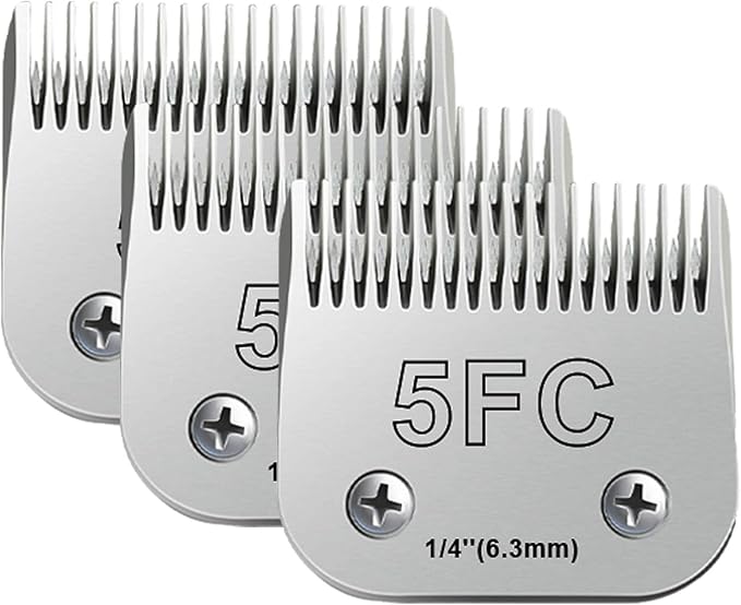 3pcs 5FC Blades for Dog Grooming Blades Compatible with Andis,Oster A5,Wahl km10 Dog Clippers,Size-#5FC, 1/4-Inch Cut Length (6.3mm) (3pcs #5FC (6.3mm))-PawvioPets