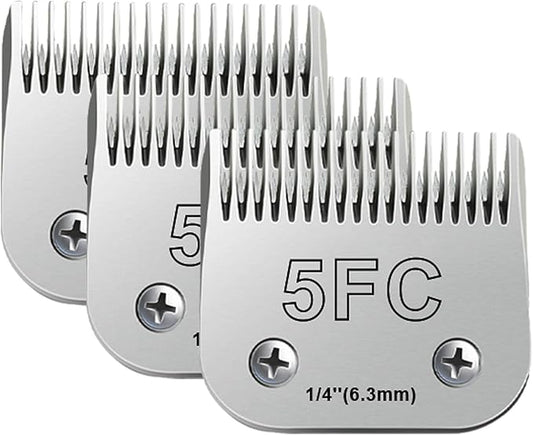 3pcs 5FC Blades for Dog Grooming Blades Compatible with Andis,Oster A5,Wahl km10 Dog Clippers,Size-#5FC, 1/4-Inch Cut Length (6.3mm) (3pcs #5FC (6.3mm))-PawvioPets