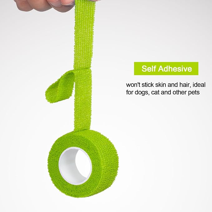 12 Pack Self Adhesive Bandage Wrap 1 Inch Cohesive Bandage Self Adherent Vet Wrap for Dog Pets Elastic Bandage Finger Tape Self Stick Wrap for First Aid Sports Athletic Tape (Mixed Colors)-PawvioPets