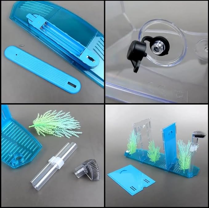 Betta Fish Tank, Adjustable Light Isolation Acrylic Small Aquarium with LED Light, Small Fish Tank Starter Kit, Beta Fish Tank with Water Change Valve for Office Home Room Decor (Blue)-PawvioPets