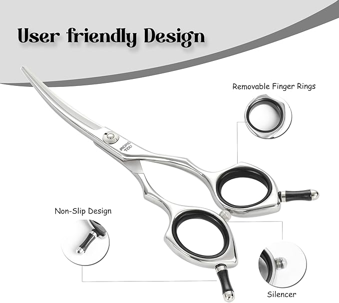 Dog Grooming Scissors 5'' Small Curved Pet Shears Super Light Professional 440C Stainless Steel Pet Shears for Trimming Face and Paws Nose Ear Easy Use.-PawvioPets