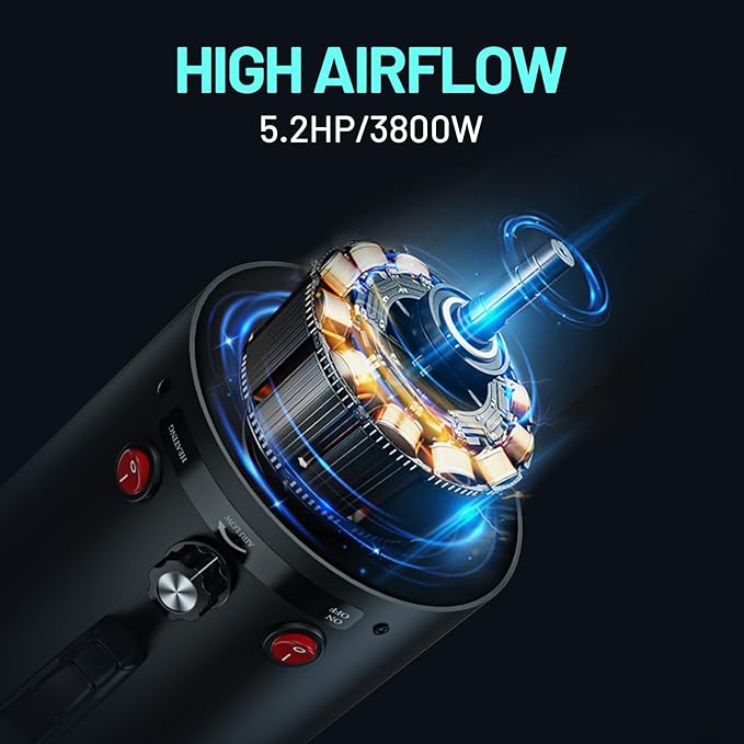 Dog Dryer High Velocity Dog Hair Dryer with 4 Nozzles 5.2HP/3800W (Professional Super Cyclone), Stepless Adjustable Speed Temperature Dogs Grooming Blow Dryer with Heater for Pets Hair Dryer, White-PawvioPets