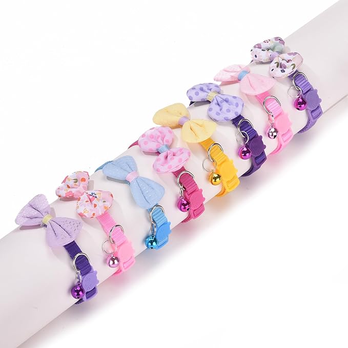 16 PCS Cute Cat Collars Breakaway with Bell for Boy Cats and Girl Cats Gifts (#5-Multicolor Plaid)-PawvioPets