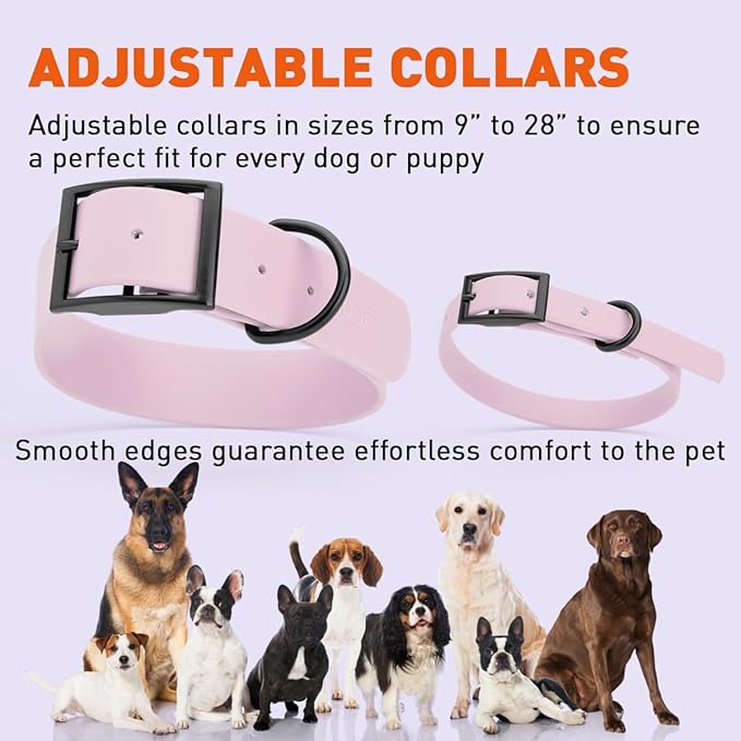 Dogline Biothane Waterproof Dog Collar Strong Coated Nylon Webbing with Black Hardware Odor- Proof for Easy Care Easy to Clean High Performance Fits Small Medium or Large Dogs, Pastel Purple-PawvioPets