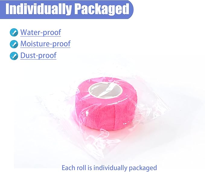 9 Pack 1" x 5 Yards Self Adhesive Bandage Wrap Self Stick Wrap for Ankle, Wrist, Finger, Sports, Breathable Cohesive Vet Tape for Pets (Pink)-PawvioPets