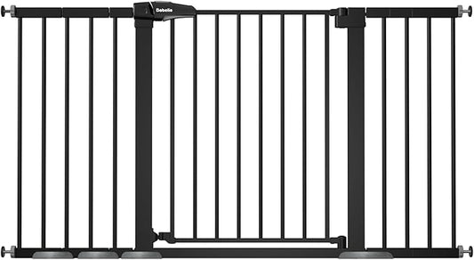 BABELIO 36-57" Extra Wide Baby/Dog Gate, Auto Close for The House, Stairs and Doorways, Pressure Mounted for Pet with Large Walk Thru Door, No Need Tools and Drilling, Black-PawvioPets
