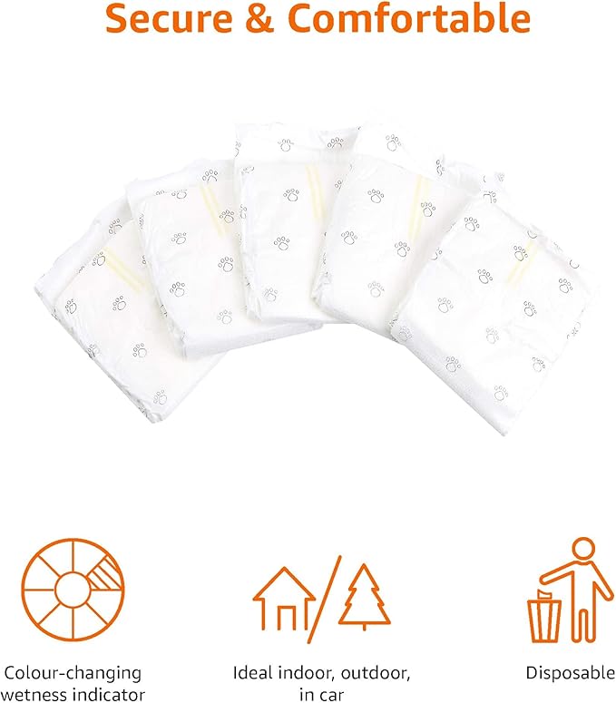 Amazon Basics Absorbent, Leakproof Male Dog Wrap Disposable Diapers, Small, Pack of 50, White-PawvioPets