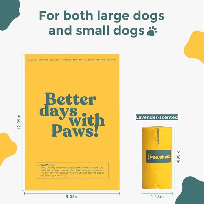 Dog Poop Bags Rolls Biodegradable 100% Leak Proof Thickened Waste Bags - 600 Count 40 Rolls - Cornstarch Based Doggie Poop Bag for Small and Big Dogs（Lavender）-PawvioPets