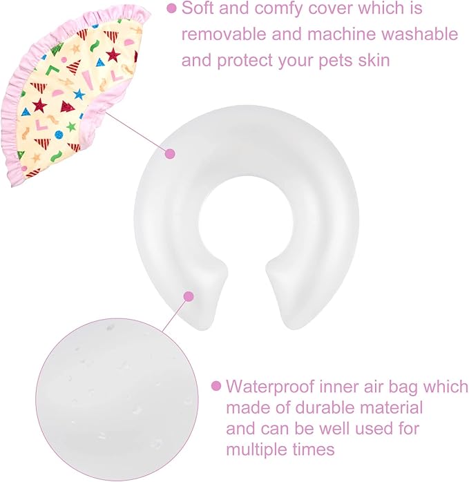 CuteBone Inflatable Dog Donut Collar Alternative for Large Dogs After Surgery-Double Adjustable Neck Range P23SO00104L-PawvioPets