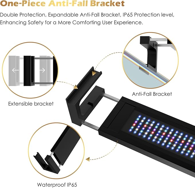 GLOWRIUM Saltwater Aquarium Light, Smart Reef Coral Fish Tank Light with Bluetooth + WiFi Dual Control App, DIY Spectrum, Brightness Adjustable, Anti-Drop, Real Time Water Temperature Sensor(18-24 in)-PawvioPets