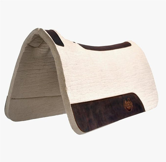 Black HOOF BlackHoof Steam Pressed Merino Wool Felt Contoured Pad 1 Inch Thick(31in Length and 32in Width), Saddle pad for Horses, White-PawvioPets