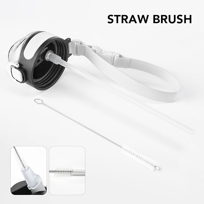 Enerbone 32 oz Insulated Water Bottle, Stainless Steel Bottle with Carrying Strap, Double-Wall Vacuum Insulation Design, Leakproof Sports Bottle with Straw, Keep Drinks Cold or Hot for Hours-PawvioPets