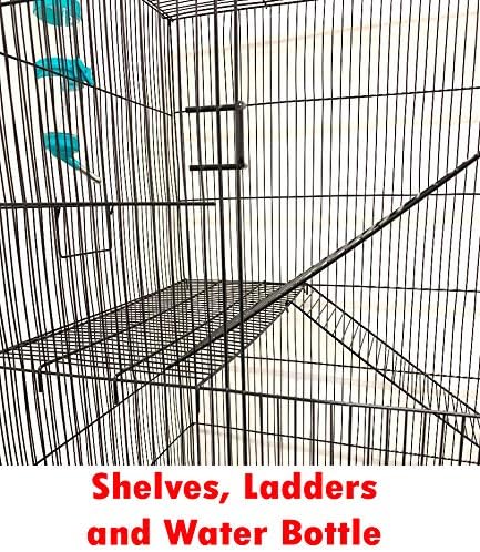 Extra Large 4-Floors with Tight 3/8-Inch Bar Spaing for Ferret Chinchilla Sugar Glider Rats Mice Hamster Gerbil Squirrel Rodent Degu Dagus Small Animal Critter Cage-PawvioPets