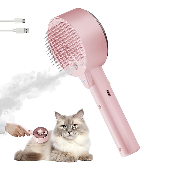 Cloud Care Cat Brush for Indoor Cat Steam Brush for Shedding Spritz Defur Comb for Cats Dogs Steam Brushes for Long Short Hair Cats Dogs Pet Steam Brushes for Massage Grooming Self-Cleaning-PawvioPets