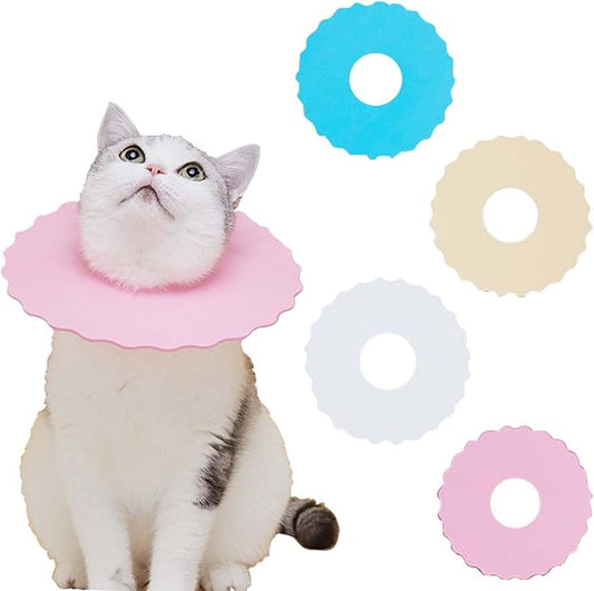 4Pcs Soft Cat Cone, Collar for Cats to Stop Licking, Lightweight, Disposable & Hygienic with Weekly Throwing Design, Multiple Wearing Methods (S/M/L)-PawvioPets