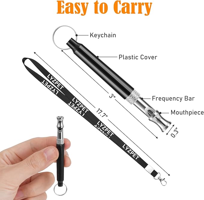 Dog Whistle, Dog Whistle to Stop Barking Neighbors Dog, Adjustable Ultrasonic Silent Training Device, Black-PawvioPets