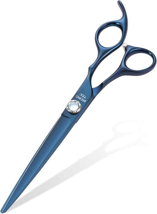 7 inch Matte Blue Straight Dog Grooming Scissors Professional 440C Stainless Steel Dog Shears Smooth Cutting Comfortable Grip and Easy to Use for Groomers and Home Use-PawvioPets