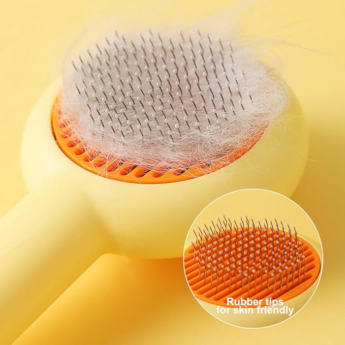 Cat Brush for Short or Long Haired Cats Dogs Rabbits, Cute Dog Brush with Release Button for Massage and Removes Loose Fur-PawvioPets
