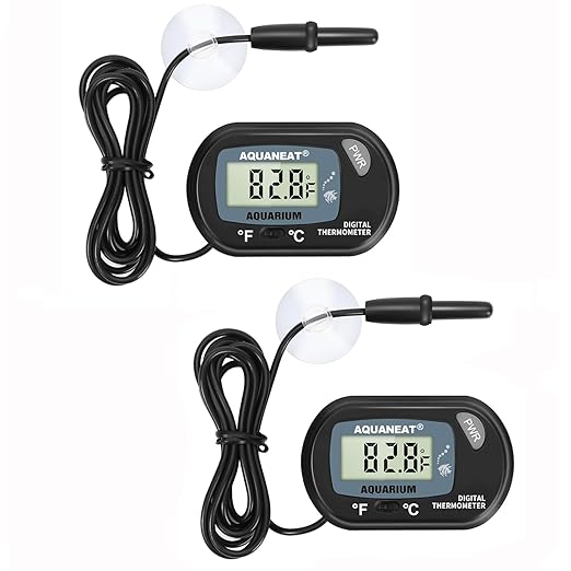 AQUANEAT 2 Pack Aquarium Thermometer, Fish Tank Thermometer, Digital Temperature Test, with Large LCD Display-PawvioPets