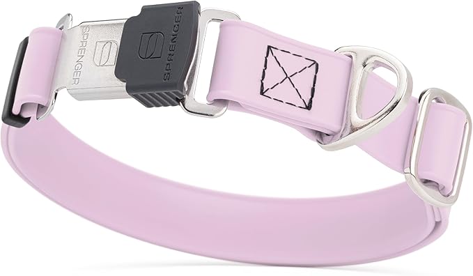 Dogline Biothane Waterproof Dog Collar with Herm Sprenger Stainless Steel Quick Release Buckle – Heavy Duty Tactical Durable Collar for Dogs – Comfortable and Safe Pet Collar, W 1" L 15-25", Pastel-PawvioPets