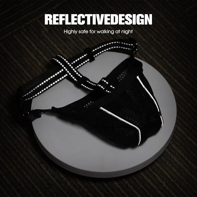 Dog Muzzle, Mesh Soft Muzzle for Small Medium Large Sized Dogs, Breathable Adjustable Puppy Muzzles for Scavenging Biting Licking and Chewing, Allows Panting and Drinking (Reflective Mesh, S)-PawvioPets