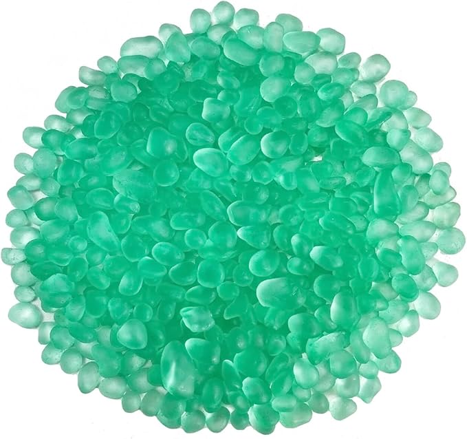 Glass Stones, 0.85LB/385g Aquarium Gravel Rocks, Mint Green Pebbles for Fish Tank, Sea Glass for Vase Filler Craft-PawvioPets