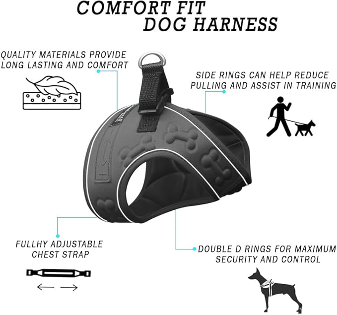 Comfort Fit Dog Harness – Adjustable No-Pull Vest for Small, Medium & Large Dogs – Soft Padded Step-in Design for Easy Control – Ideal for Walking, Running & Training – All-Weather Premium Dog Vest-PawvioPets