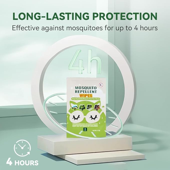 30 PCS Mosquito Repellent Wipes, Individually Wrapped Insect Repellent Wipes Made of Natural Plant-Based Essential Oils, Safe & Effective Insect Protection Perfect for Outdoor Activities, Long-Lasting-PawvioPets