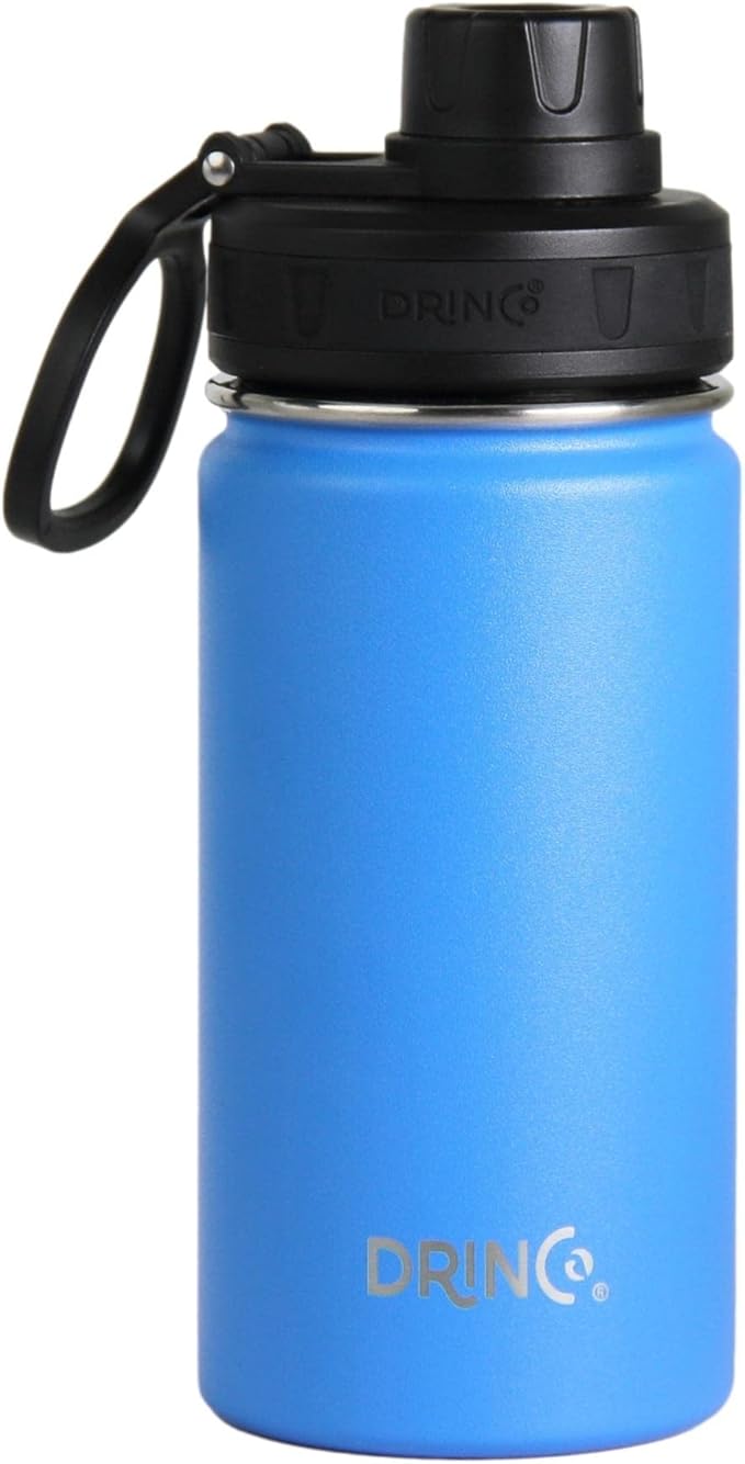 DRINCO Stainless Steel Water Bottle Spout Lid Vacuum Insulated Double Wall Water Bottle Wide Mouth (40oz 32oz 22oz 18oz 14oz) Leak Proof Keeps Cold or Hot (14 oz, 14oz Royal Blue)-PawvioPets