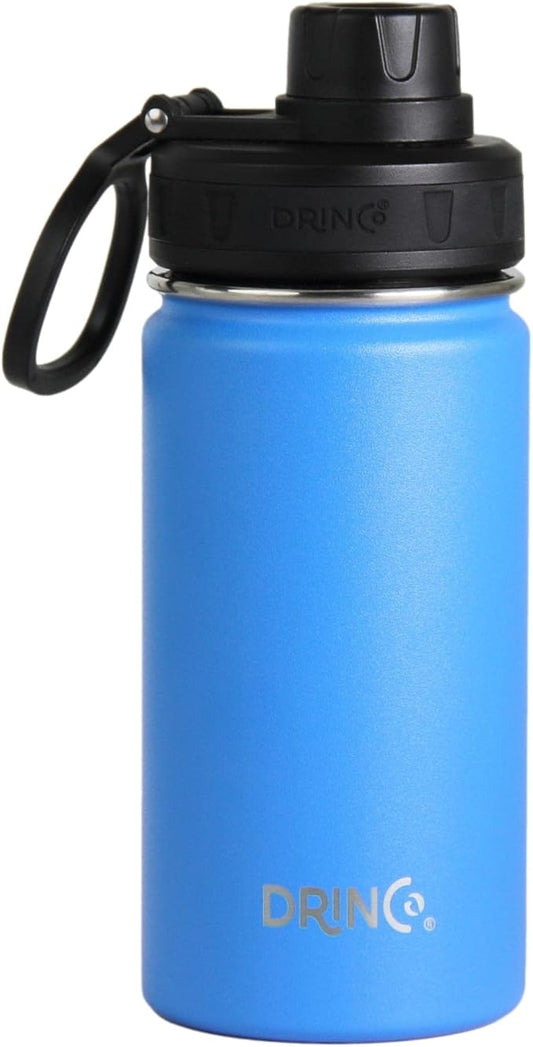 DRINCO Stainless Steel Water Bottle Spout Lid Vacuum Insulated Double Wall Water Bottle Wide Mouth (40oz 32oz 22oz 18oz 14oz) Leak Proof Keeps Cold or Hot (14 oz, 14oz Royal Blue)-PawvioPets