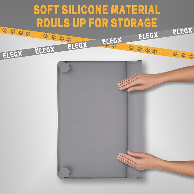 ELEGX Pee Pads Tray 30 X 36 Inches, Silicone Dog Bedpan Tray, High Edge Puppy Pad Holder Tray for Easy to Clean and Spill Free Dog Bedpan Training Pad Tray with Fixing Buckle-PawvioPets