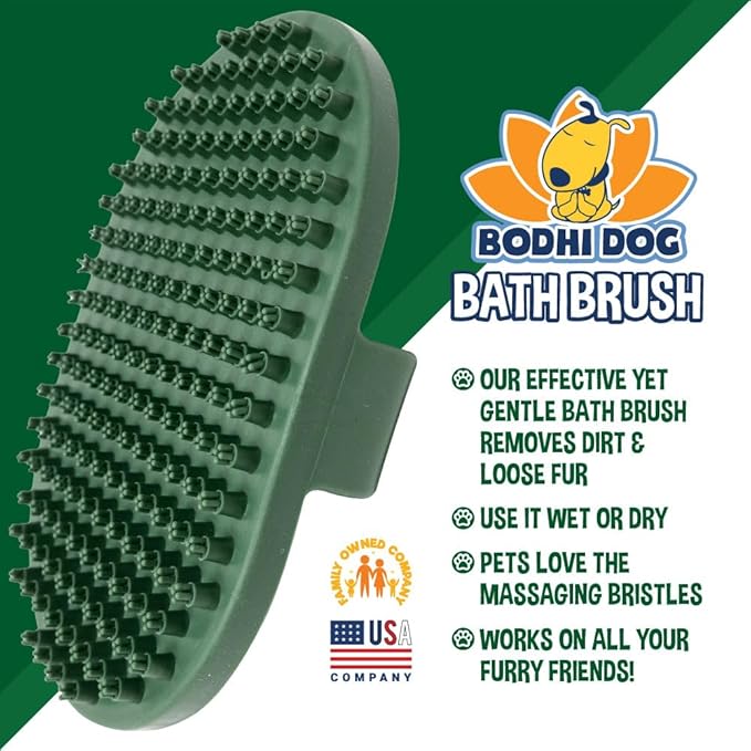 Bodhi Dog Shampoo Brush - Pet Grooming & Bath Supplies for Dogs and Cats - Bath Brush for Long & Short Hair - Premium Scrubber for Shower, Bathing & Massage (One Pack, Dark Green)-PawvioPets